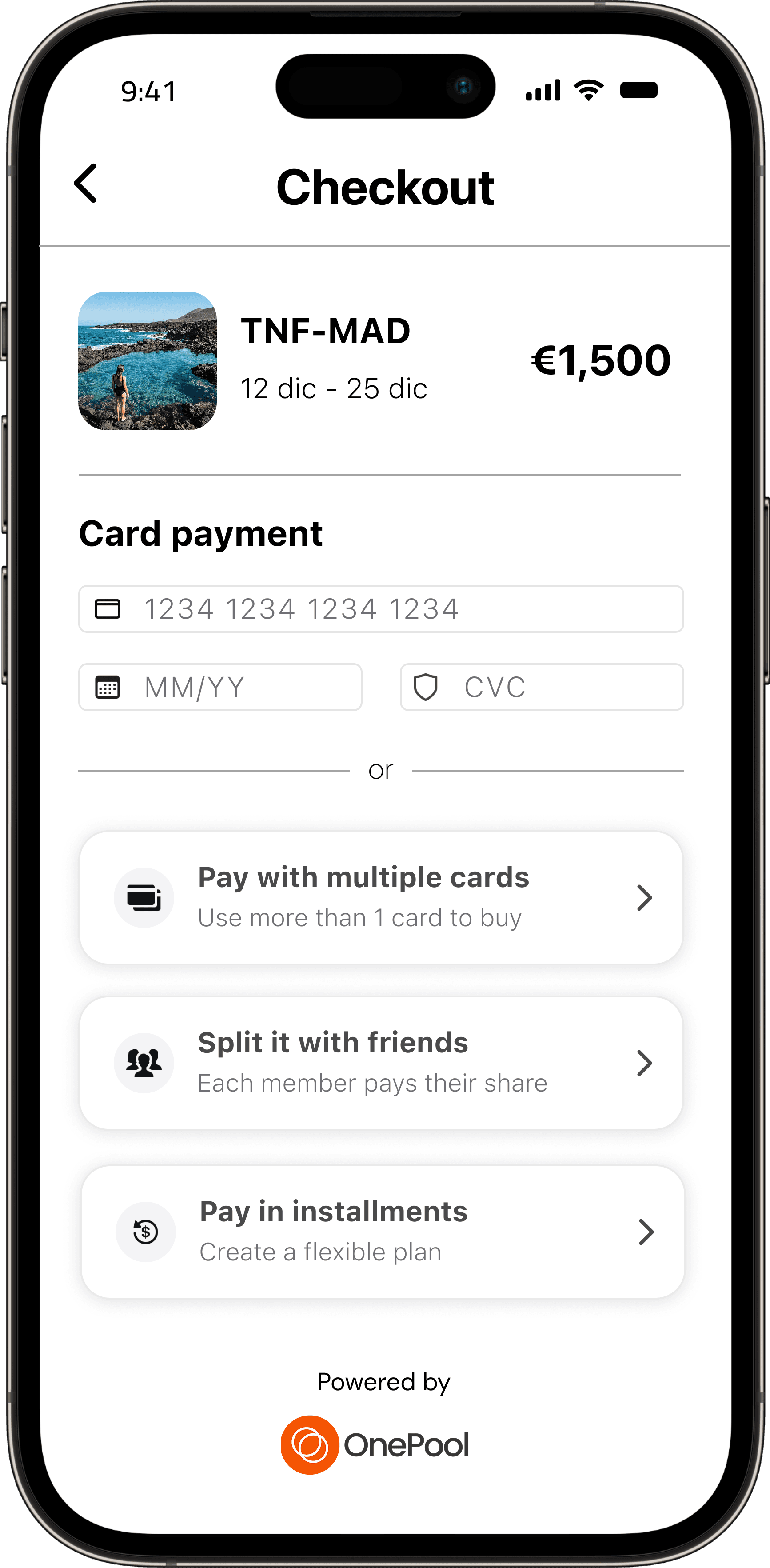OnePool App Interface